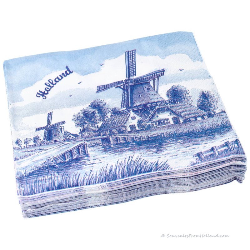 Windmill Holland Napkins - Delft Blue