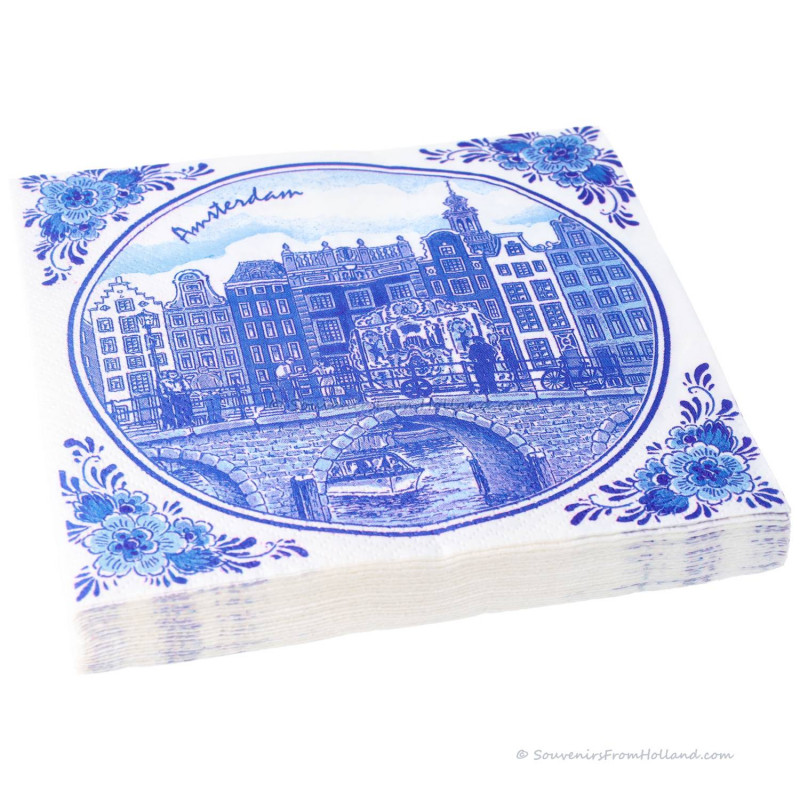 Amsterdam Canal Houses Napkins - Delft Blue