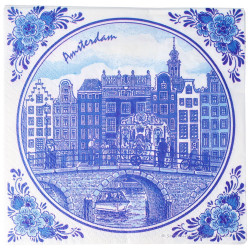 Amsterdam Canal Houses Napkins - Delft Blue