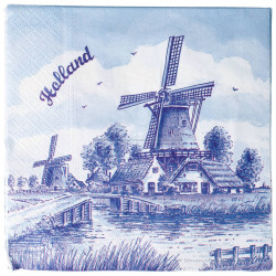 Windmill Holland Napkins - Delft Blue