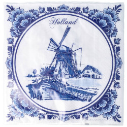 Hollandse Servetten – Delfts Blauw Molen Design (Pak van 20)