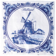 Hollandse Servetten – Delfts Blauw Molen Design (Pak van 20)