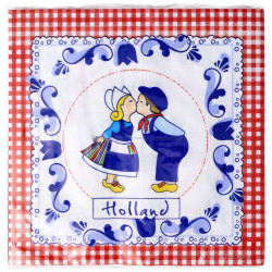 Hollandse Servetten – Kussend Paartje Design (Pak van 20)