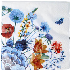 Napkins Wild flowers - Delft Blue 20 pieces