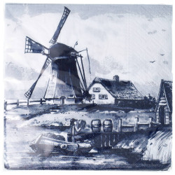 Servetten Molenlandschap - Delfts Blauw 20 stuks