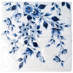 Napkins Blossom - Delft Blue 20 pieces