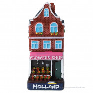 Bloemenwinkel Grachtenpand Holland - 8cm Polystone