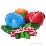 Blue-Orange-Red Tulip Bouquet 3D Magnet – 8 cm Polystone
