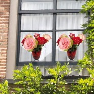 Red and Pink Roses Flat Flower Window Sticker
