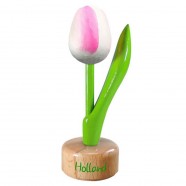 White Pink - Wooden Tulip on Pedestal 11.5cm