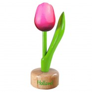 Pink Red - Wooden Tulip on Pedestal 11.5cm