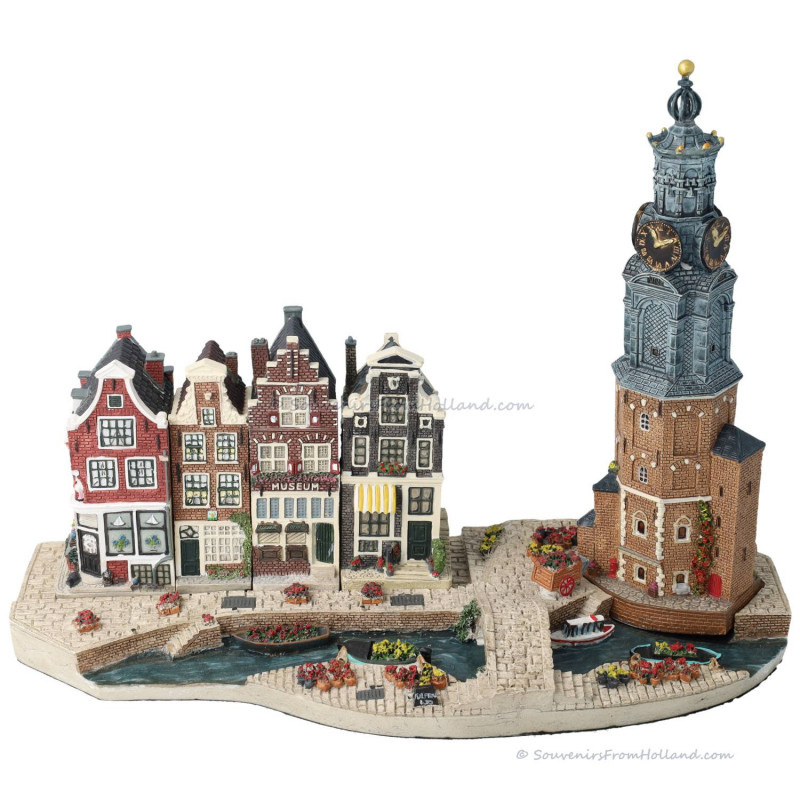 Set H - Flowermarket Base Plate with 4 Canal Houses Amsterdam Streets®