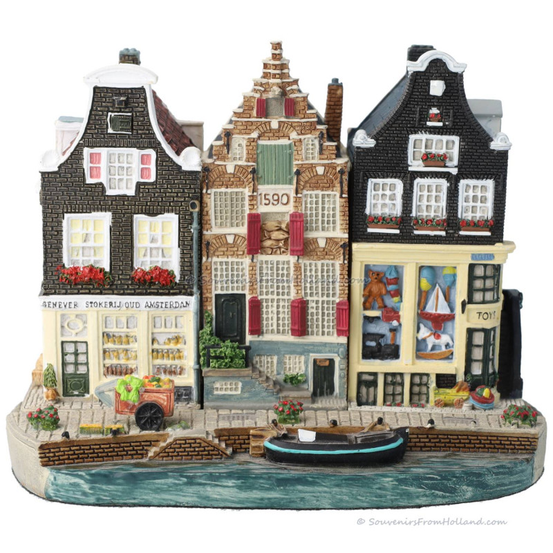 Set I - Kleine Basisplaat met 3 Grachtenpanden Amsterdam Streets®