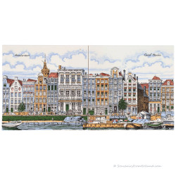 Amsterdam Canal Houses - set of 2 tiles - 30x15cm - Color
