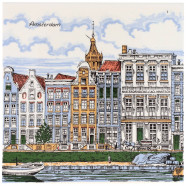 Amsterdam Canal Houses - set of 2 tiles - 30x15cm - Color