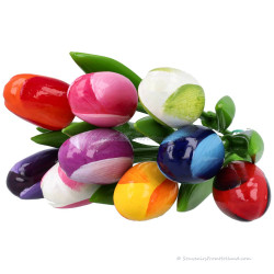Mixed Colors - Bunch Wooden Tulips