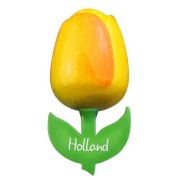 Tulip Magnets Yellow Orange - Wooden Tulip Magnet 6cm