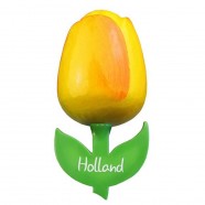 Yellow Orange - Wooden Tulip Magnet 6cm