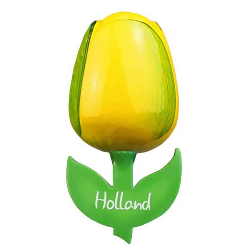 Yellow Green - Wooden Tulip Magnet 6cm