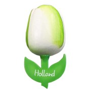 Tulip Magnets White Green - Wooden Tulip Magnet 6cm