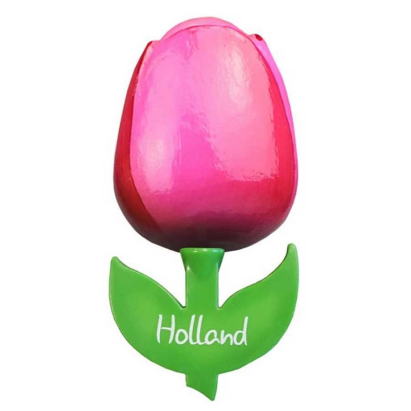 Pink Red - Wooden Tulip Magnet 6cm