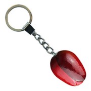 Tulip Keychain Red Aubergine - Wooden Tulip Keychain 3.5cm