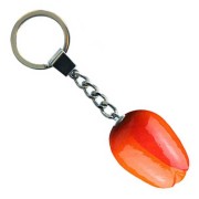 Tulip Keychain Orange Red - Wooden Tulip Keychain 3.5cm