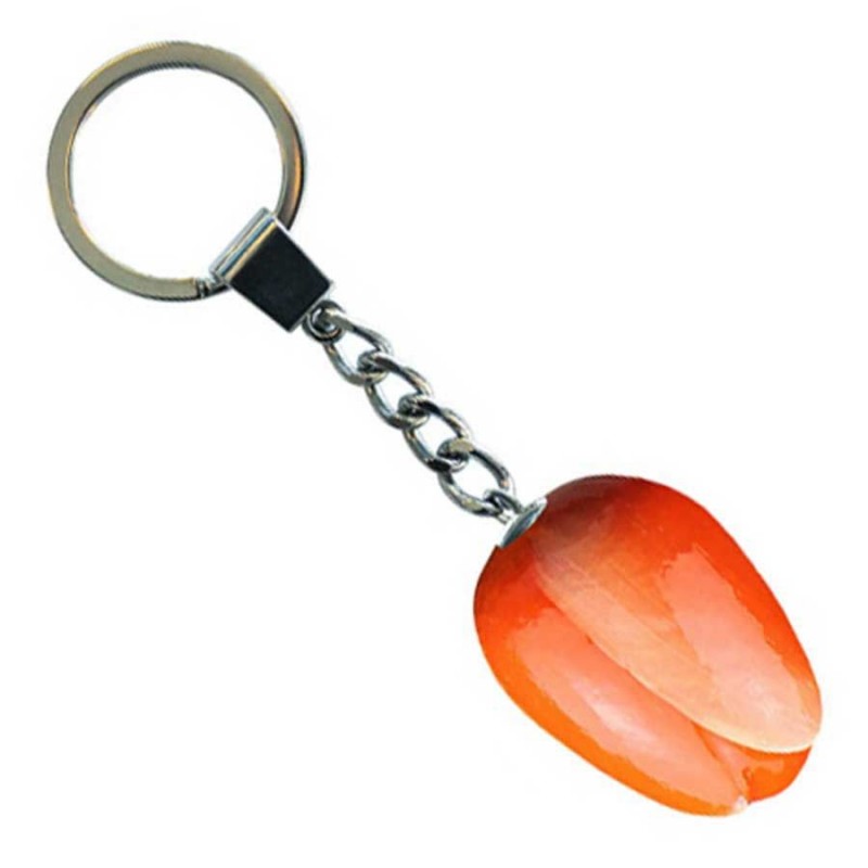 Orange White - Wooden Tulip Keychain 3.5cm