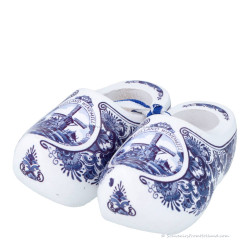 Decorative Wooden Shoes Delft Blue Windmill 8 cm