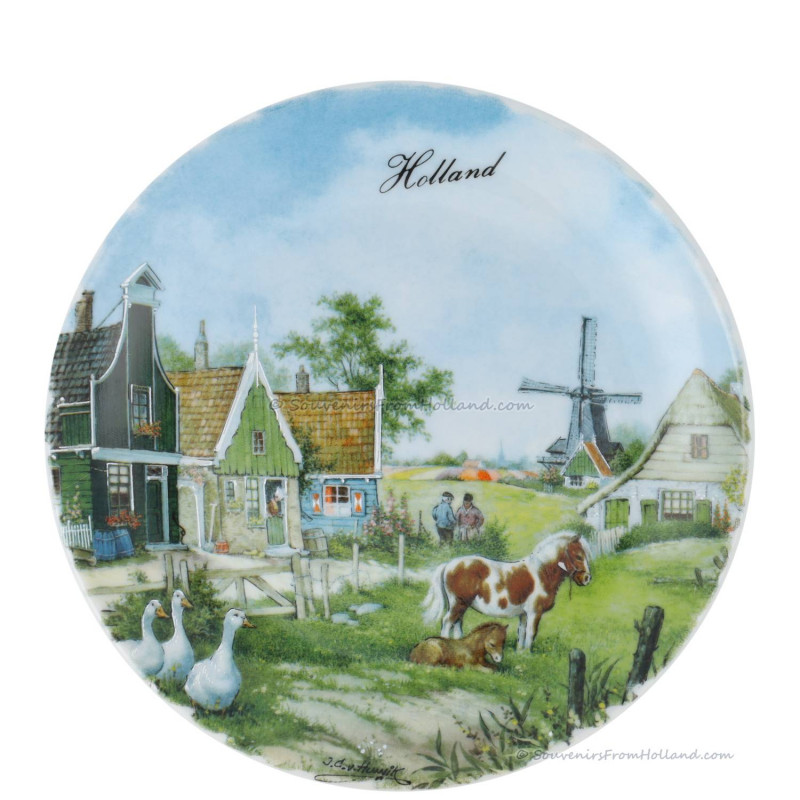 Wall Plate Dutch Village with Pony Holland – Medium 19 cm