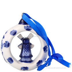 Kersthanger Ring met Molen Delfts Blauw