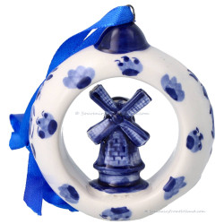 Kersthanger Ring met Molen Delfts Blauw