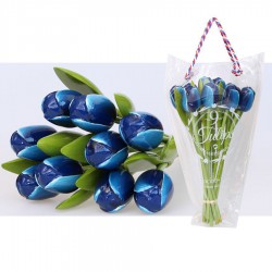 Blue White - Bunch Wooden Tulips