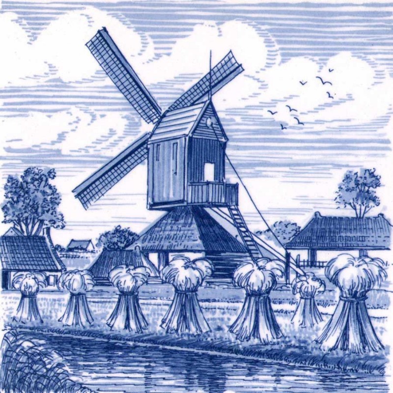Windmill Hay Bale - Tile 15x15cm