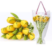 Wooden Tulips YellowGreen - Bunch Wooden Tulips