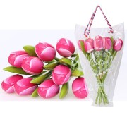 Wooden Tulips PinkWhite - Bunch Wooden Tulips