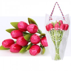 PinkRed - Bunch Wooden Tulips