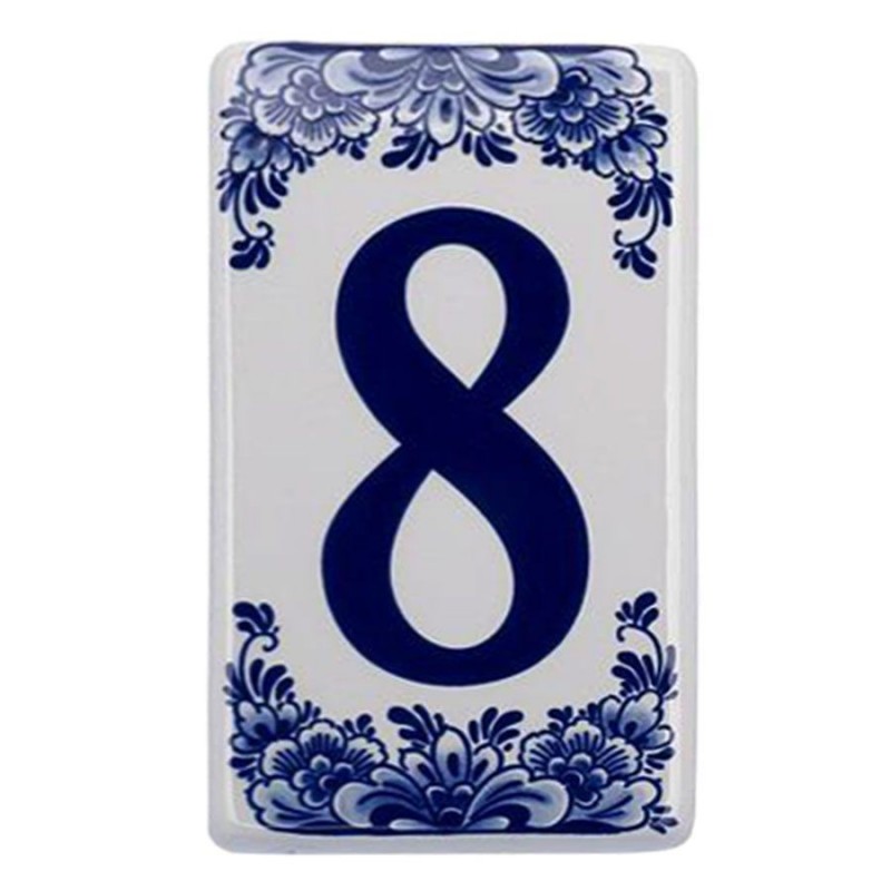 Housenumber 8 - Delft Blue