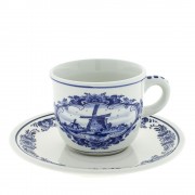 Tableware Cup and Saucer - Windmill Delft Blue