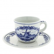 Cup and Saucer - Windmill Delft Blue