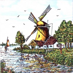 Windmill Farmer Boat - Tile 15x15cm bright
