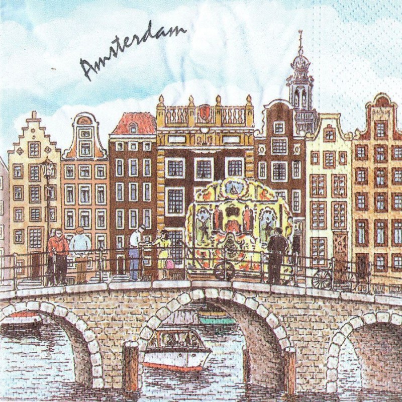Amsterdam Canal Houses Napkins - Color