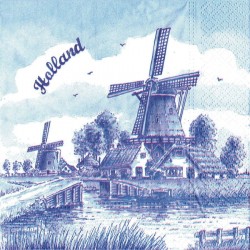 Windmill Holland Napkins - Delft Blue