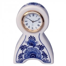 Miniature Mantel Clock Flowers 10cm - Delft Blue