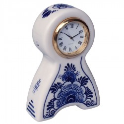 Miniature Mantel Clock Flowers 10cm - Delft Blue