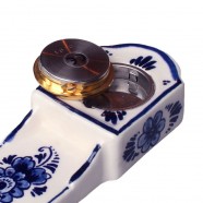 Miniatuur Pendule Klok Bloem 5x11 cm - Delfts Blauw