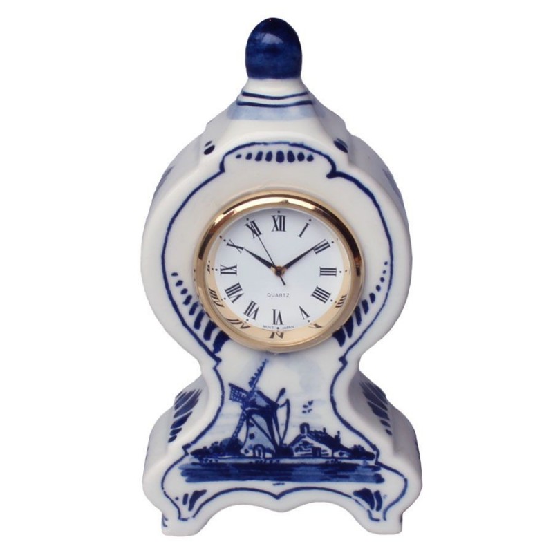 Miniature Mantel Clock Windmill 11cm Delft Blue Clocks Souvenirs