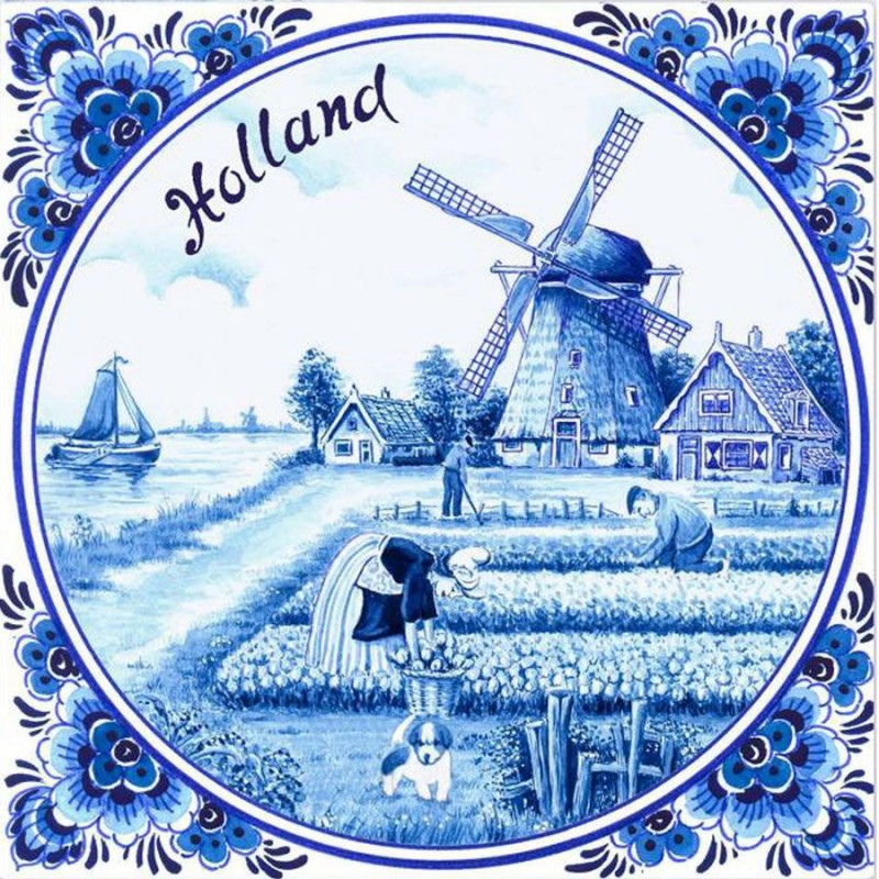 Tulipfields Windmill Napkins - Delft Blue