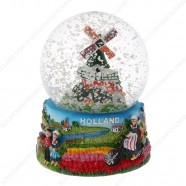 Holland Windmill Bicycle - Snow Globe 9cm