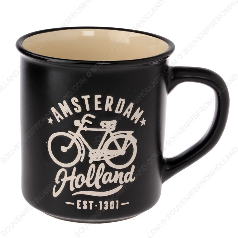Black Camp Mug Amsterdam Bike 10cm